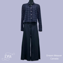 Load image into Gallery viewer, Oxford Navy Plaid CROP Blouse | Meemoza
