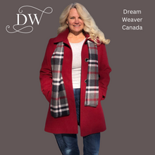 Load image into Gallery viewer, Ruby Pea Coat with Plaid Scarf
