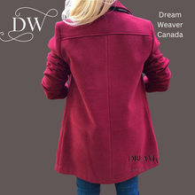 Load image into Gallery viewer, Ruby Pea Coat with Plaid Scarf
