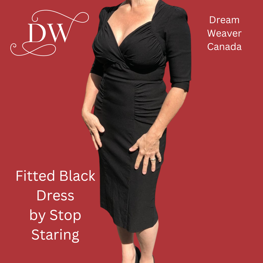 Fitted Black Retro Dress Stop Staring Medium Dream Weaver Canada