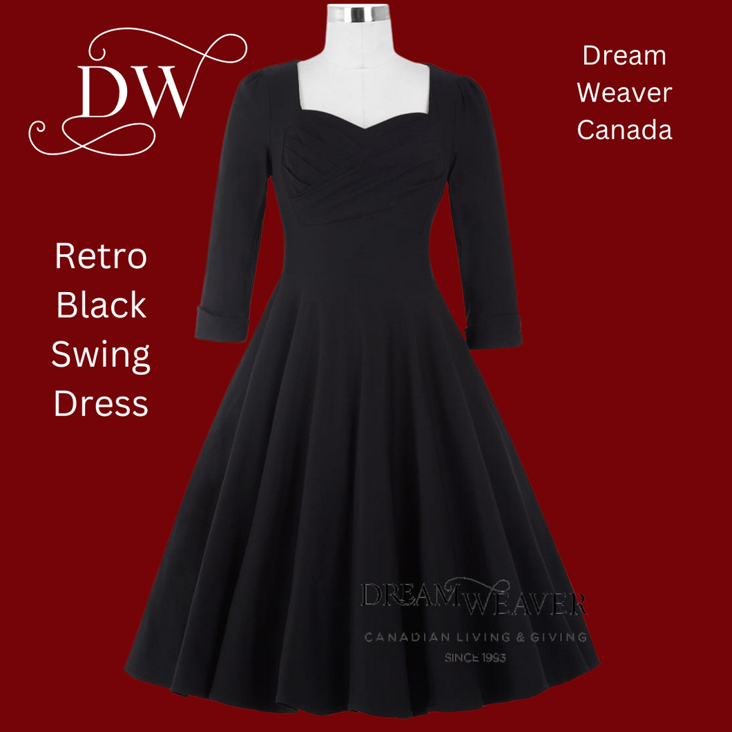 Retro Black Swing Dress