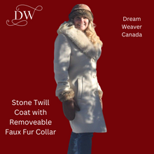 Charger l&#39;image dans la galerie, Stone Twill Dress Coat with Removable Faux Fur Collar
