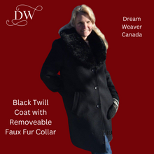 Charger l&#39;image dans la galerie, Black Dress Coat with Detachable Faux Fur Collar
