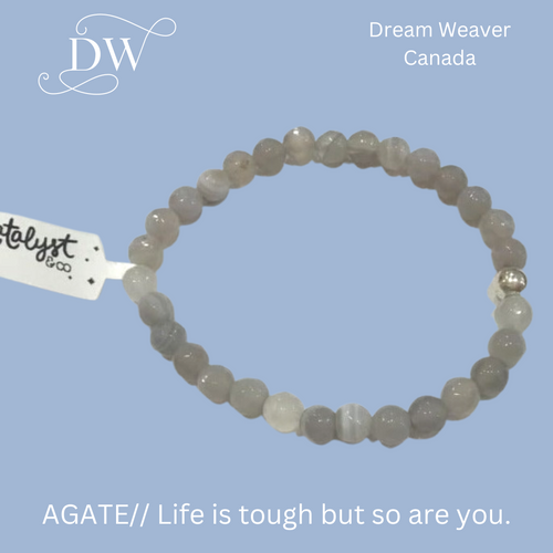 Gray Agate Small Stone & Sterling Silver Bracelet