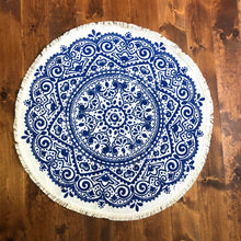 Load image into Gallery viewer, Blue and White Round Mosaic Carpet
