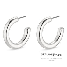 Load image into Gallery viewer, Maddie Medium Silver Plated Hoops | Pilgrim Accessories | Dream Weaver Canada
