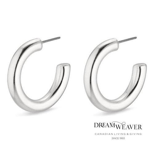 Maddie Medium Silver Plated Hoops | Pilgrim Accessories | Dream Weaver Canada