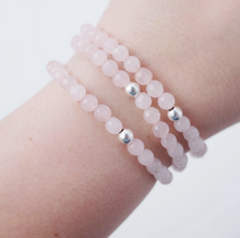 Load image into Gallery viewer, Rose Quartz Gemstone and Sterling Silver Bracelet
