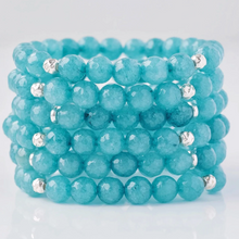 Load image into Gallery viewer, Teal Agate Small Gemstone and Sterling Silver Bracelet

