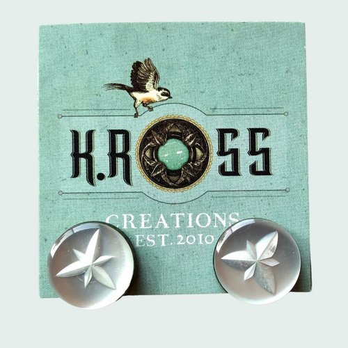 Vintage Button Stud Earrings | Trillium Pattern | Dream Weaver Canada
