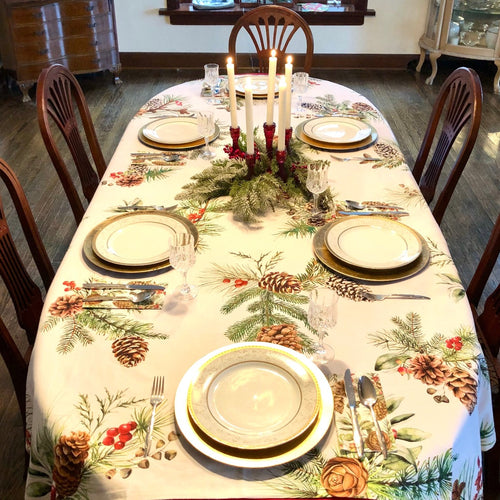 White Spruce Cotton Tablecloth | Rectangle 90 x 60