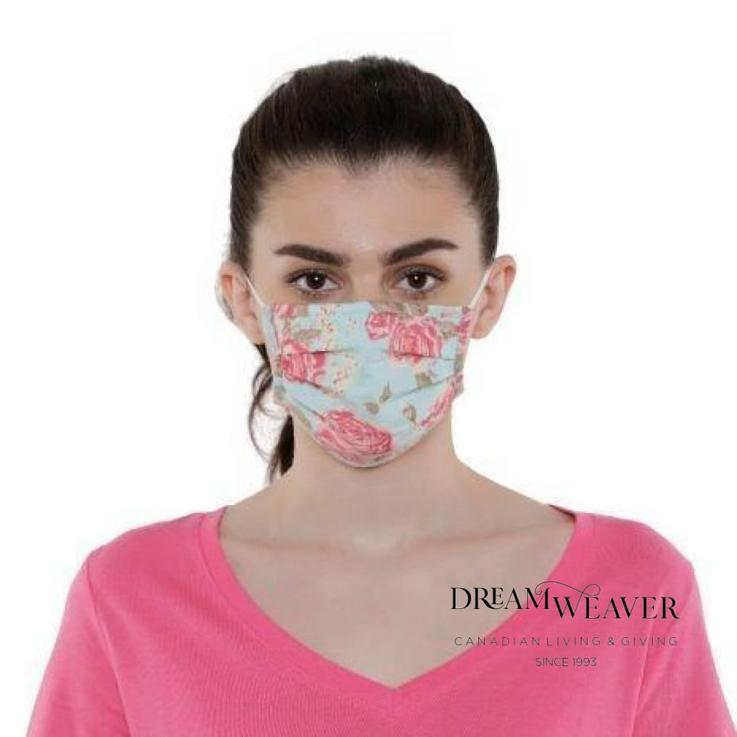 Ashley Blue Pleated Face Mask | Mahogany | Dream Weaver Canada