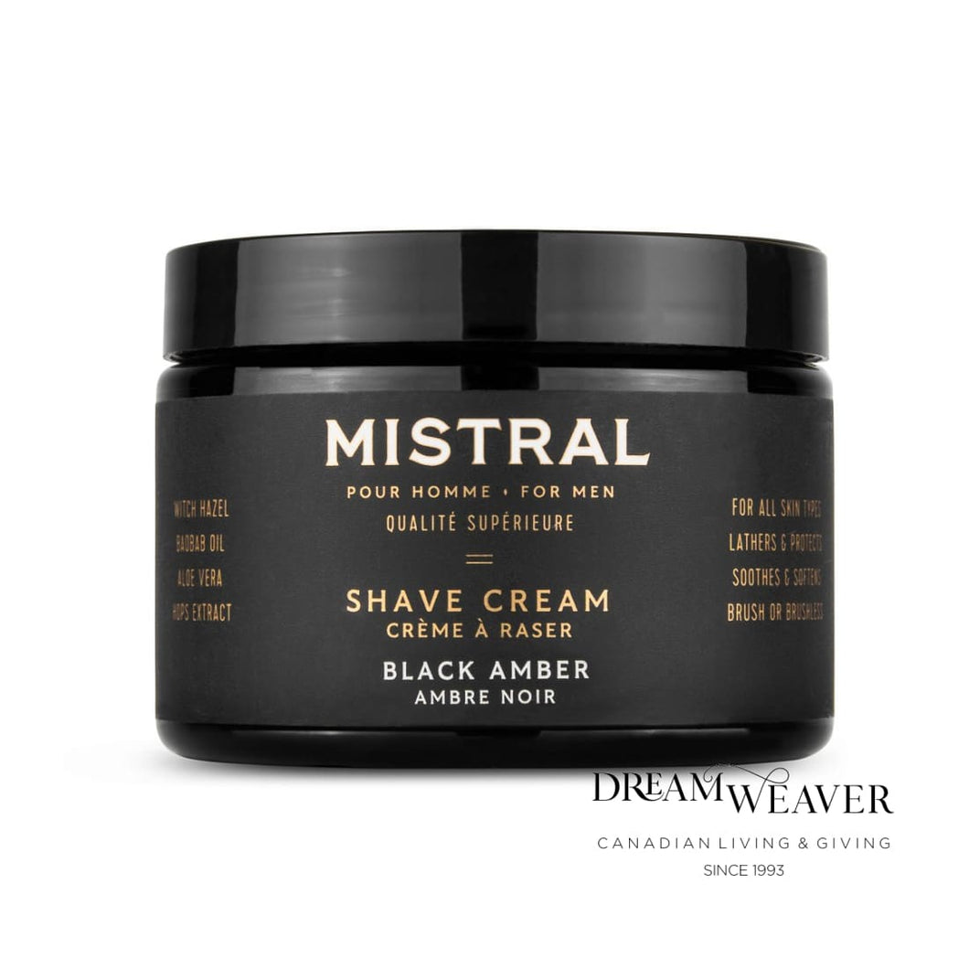 Black Amber Shave Cream | Mistral | Dream Weaver Canada