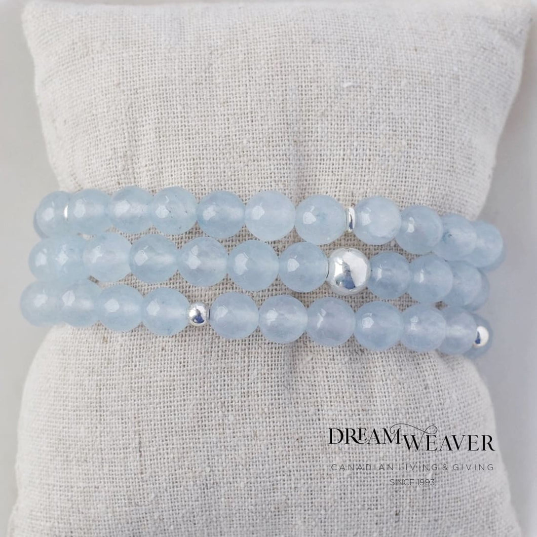 Blue Agate Large Gemstone/Sterling Silver Bracelet Accessories