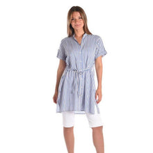 Load image into Gallery viewer, Blue Stripe Two Way Shirt Dress Brenda Beddome Fashion
