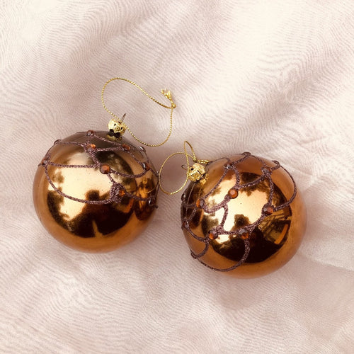 Brown and Gold Filigree Ball Ornament | Dream Weaver Canada