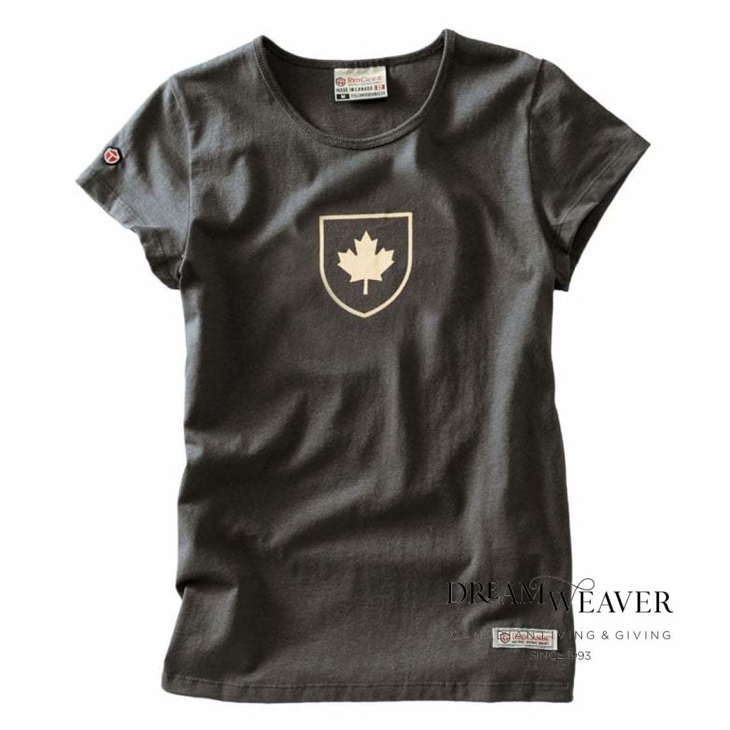 Canada Shield T-Shirt | Womens | Slate Grey| Red Canoe Fashion