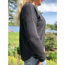 Load image into Gallery viewer, Charcoal Crew Neck Curve Hem Knit Sweater | Echo Verde Fashion
