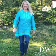 Charger l&#39;image dans la galerie, Deena Embroidered Tunic | Turquoise
