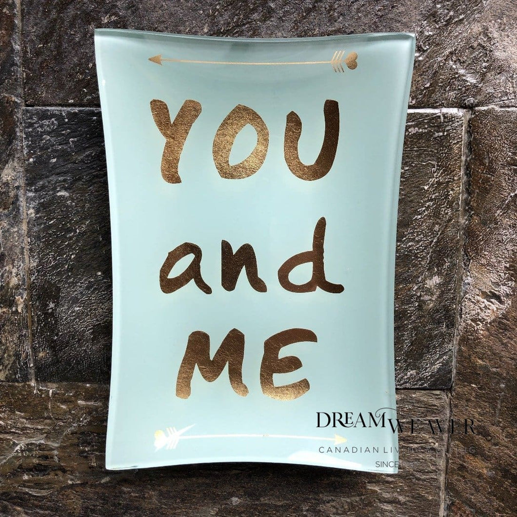 Glass Dish | Turquoise and Gold Rectangle | You and Me | Dream Weaver