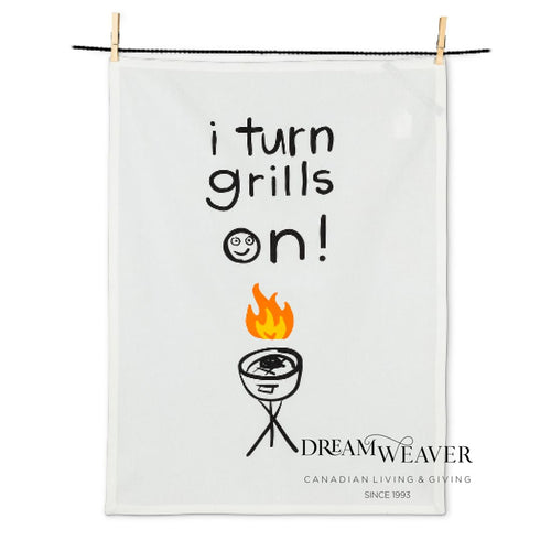 I Turn Grills On Tea Towel | Wendy Tancock Design Tableware