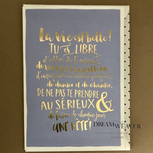 La Vie est Belle | Blank French Card Stationary