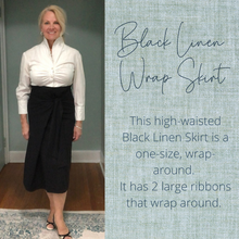 Load image into Gallery viewer, Black Linen High-Waisted Skirt | Wrap Around | One SizeBlack Linen High-Waisted Skirt | Wrap Around | One Size
