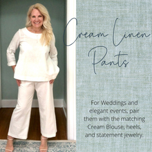 Load image into Gallery viewer, Linen Cropped, Wide-Leg Pants | Cream
