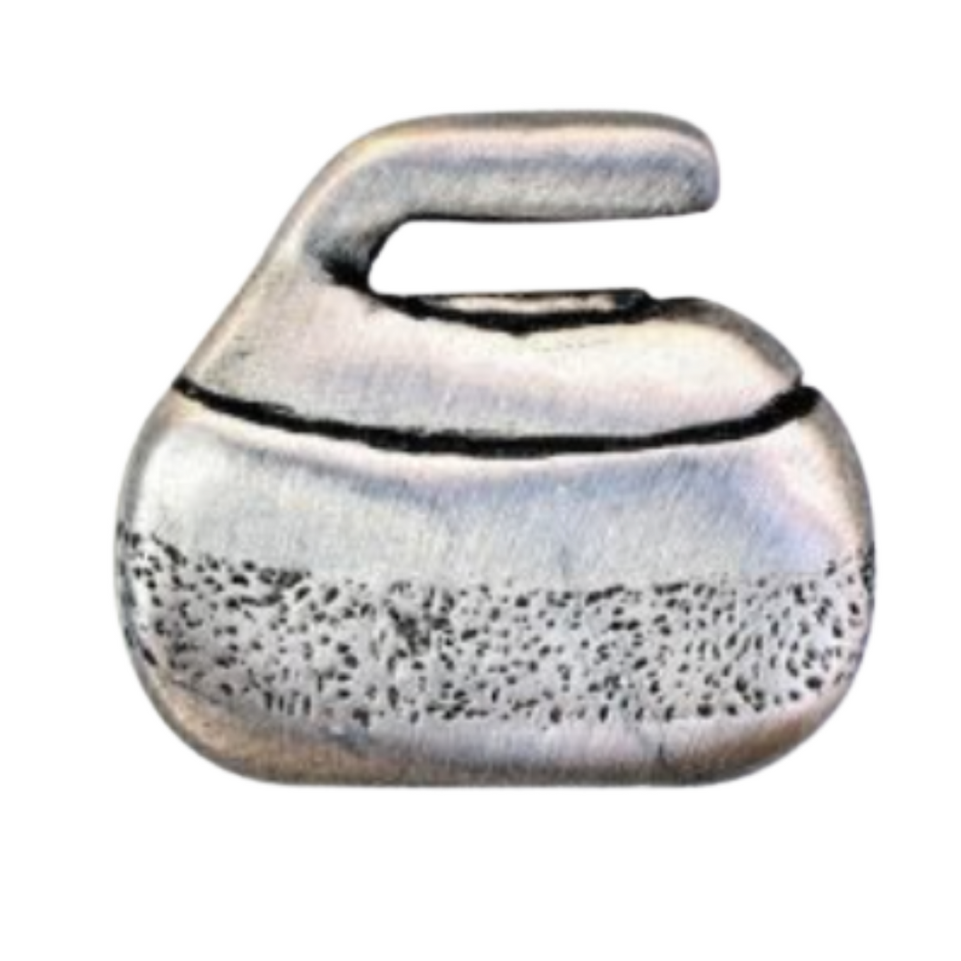 Curling Rock Pewter Magnet