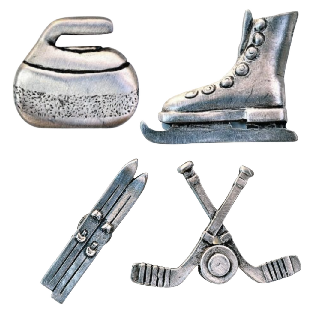 Winter Sports Pewter Magnets | Set of 4