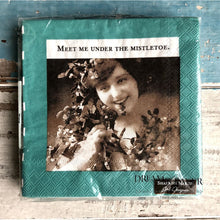 Load image into Gallery viewer, Meet me under the Mistletoe cocktail napkin Tableware
