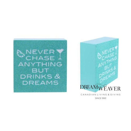 Never Chase Anything But Drinks and Dreams Sign Home Decor