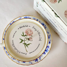 Load image into Gallery viewer, Peony &amp; Olive Leaf Vintage Teacup Soy Candle | Dot &amp; Lil
