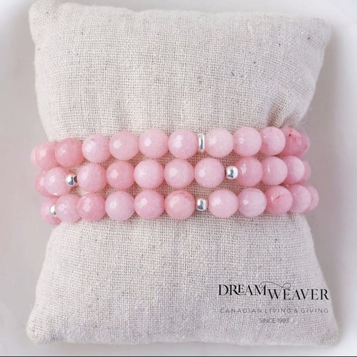 Pink Agate Gemstone and Sterling Silver Bracelet Accessories