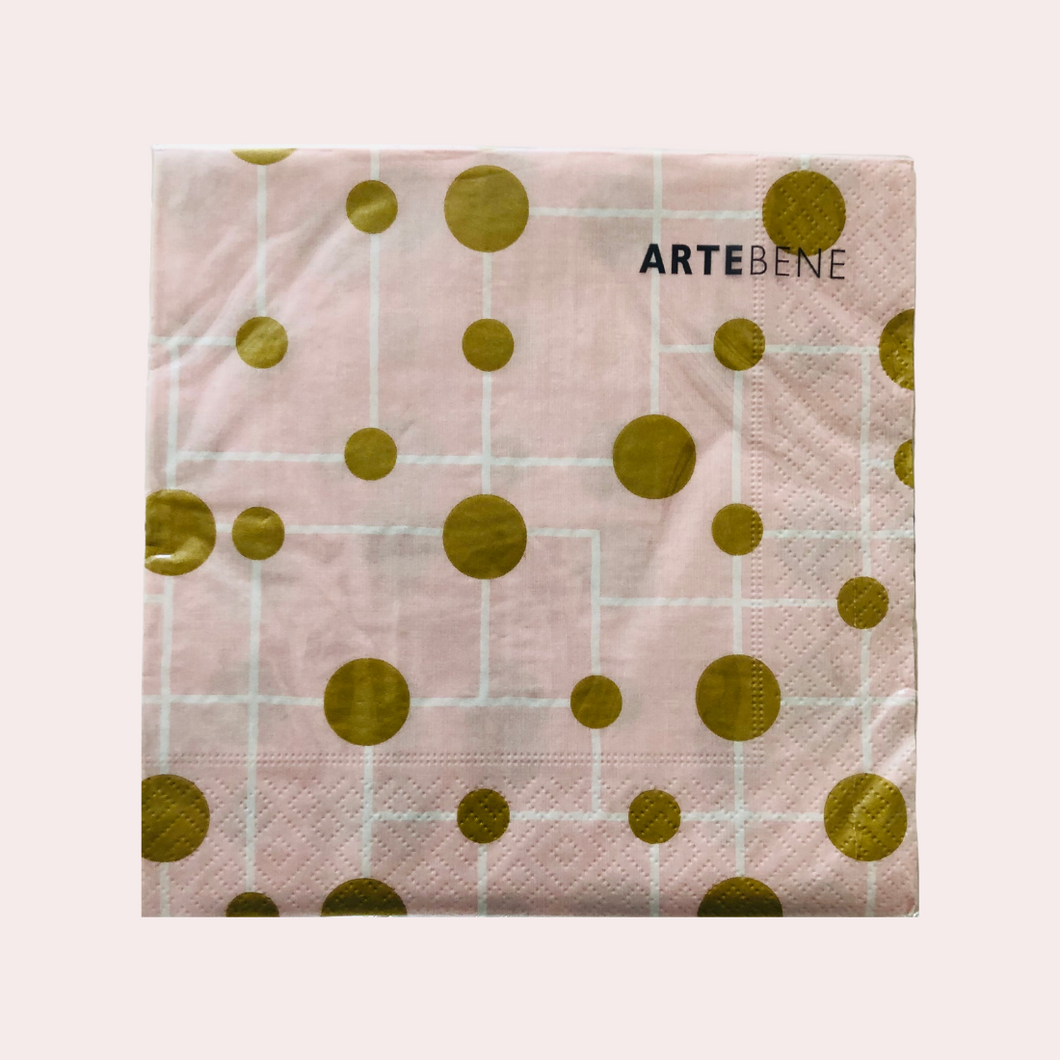 Luncheon Napkins | Gold Polka Dots on Pink