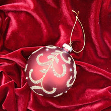 Load image into Gallery viewer, Red and Gold Filigree Ball Ornament
