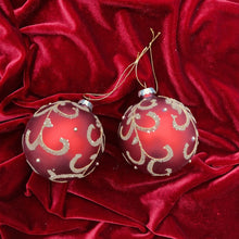 Load image into Gallery viewer, Red and Gold Filigree Ball Ornament
