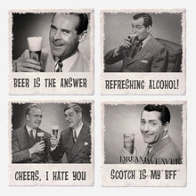 Load image into Gallery viewer, Retro Drunk Guys Cheers! I hate you | Marble Coaster Tableware
