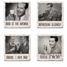 Load image into Gallery viewer, Retro Drunk Guys Marble Drink Coasters Tableware

