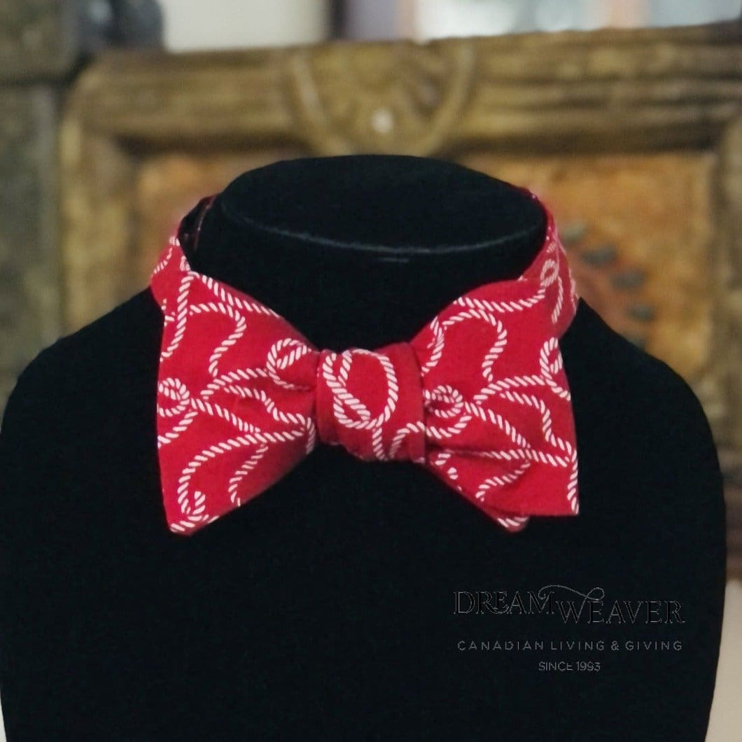 Ropes Nautical Bow Tie | Cream Ropes on Red