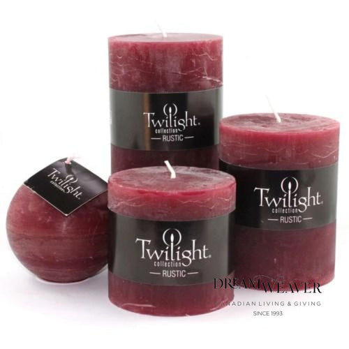 Rustic Pillar Candle | 3x 3 | Burgundy Dream Weaver Canada