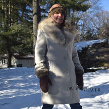 Load image into Gallery viewer, Stone Twill Coat with Removable Faux Fur Collar
