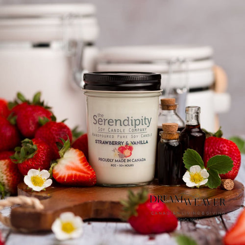 Strawberry and Vanilla Candle Jar | Serendipity Candle | Dream Weaver 