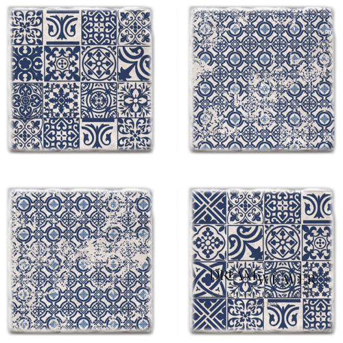 Traditional Tile Marble Drink Coasters Tableware