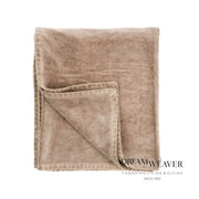 Velvet Blanket Stitch Taupe Throw