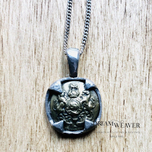 Vintage Canadian Coat of Arms Button Necklace