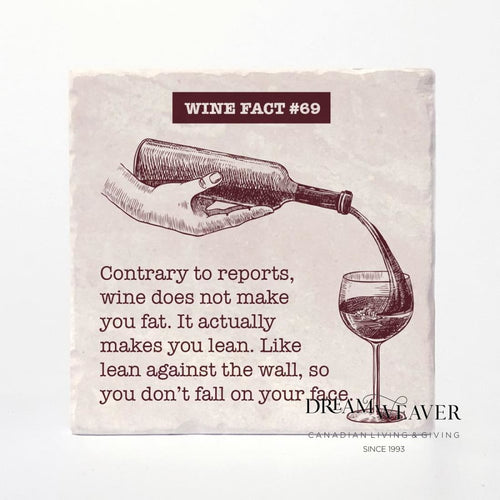 Wine Facts | Wine Makes you Lean | Ceramic Coaster