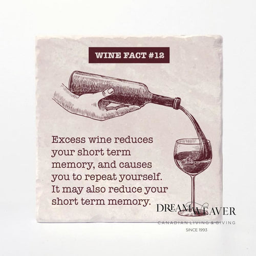 Wine Facts | Reduces short-term memory| Ceramic Coaster Tableware